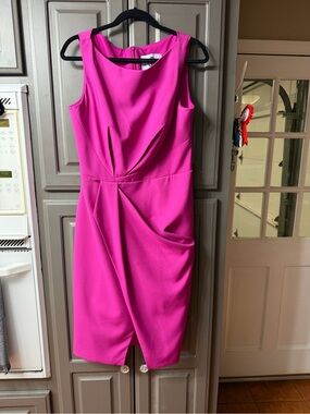 JS Collections Fuchsia Sheath Dress - Elegant Draped Detail